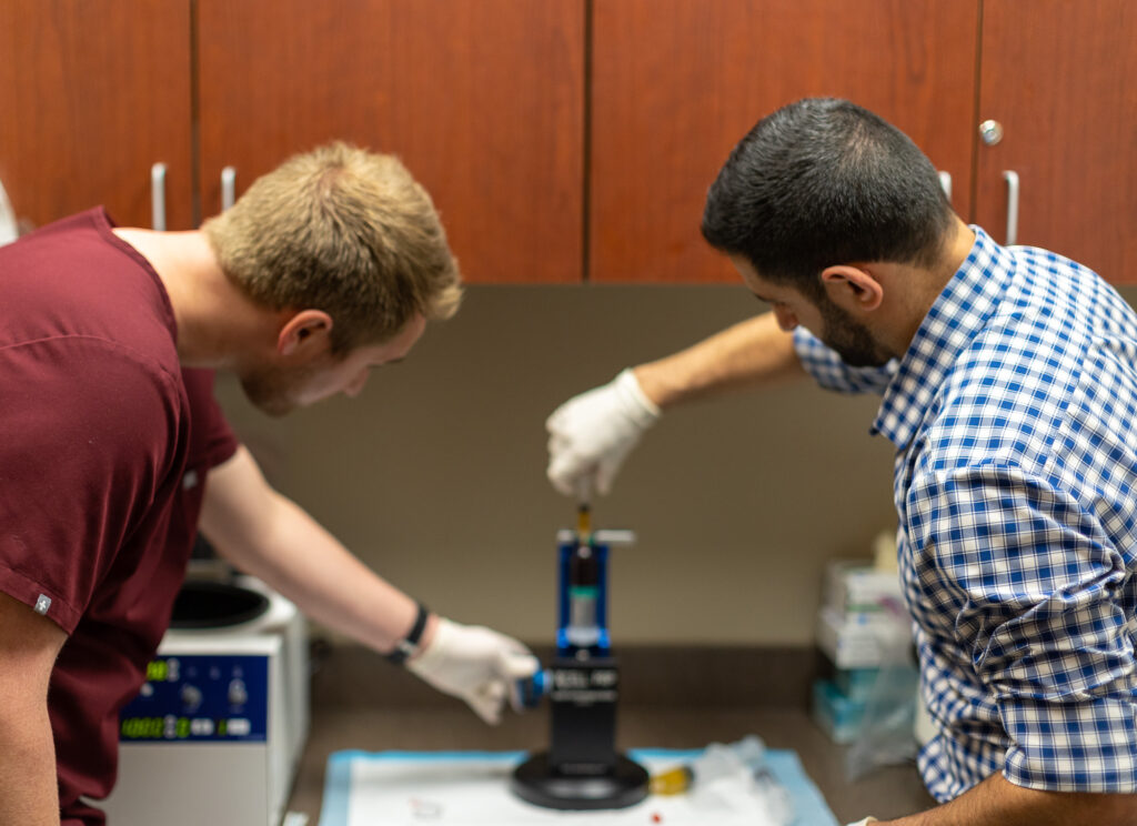 KCOA physicians preparing PRP therapy in Kansas City